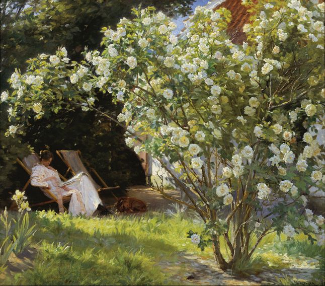 P.S._Krøyer_-_Roses._Marie_Krøyer_seated_in_the_deckchair_in_the_garden_by_Mrs_Bendsen's_house_-_Google_Art_Project
